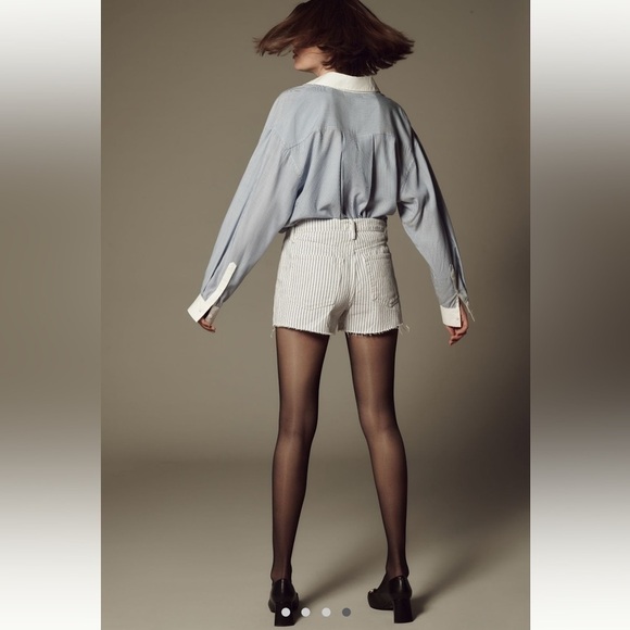 ANTHROPOLOGIE | FRAME 30 LE BRIGETTE JEAN SHORTS Blue Motif NWT - Picture 6 of 16